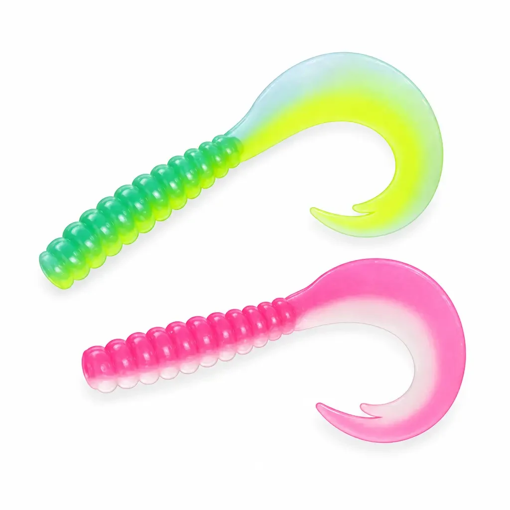 Grub coda riccia bicolore 6 cm 8 cm (confezione da 10)