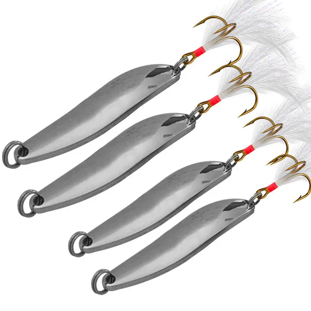 Long Cast Spinner Bait Metal Wire Spoon 5-21g (Pack of 4)